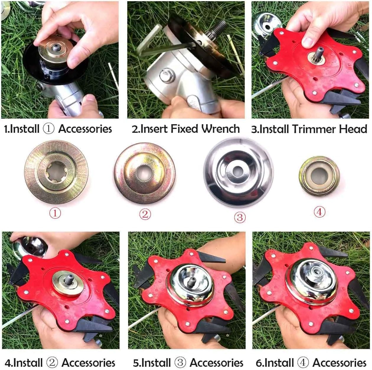 6-Steel Razors Trimmer Head – Heavy-Duty Weed & Grass Cutter