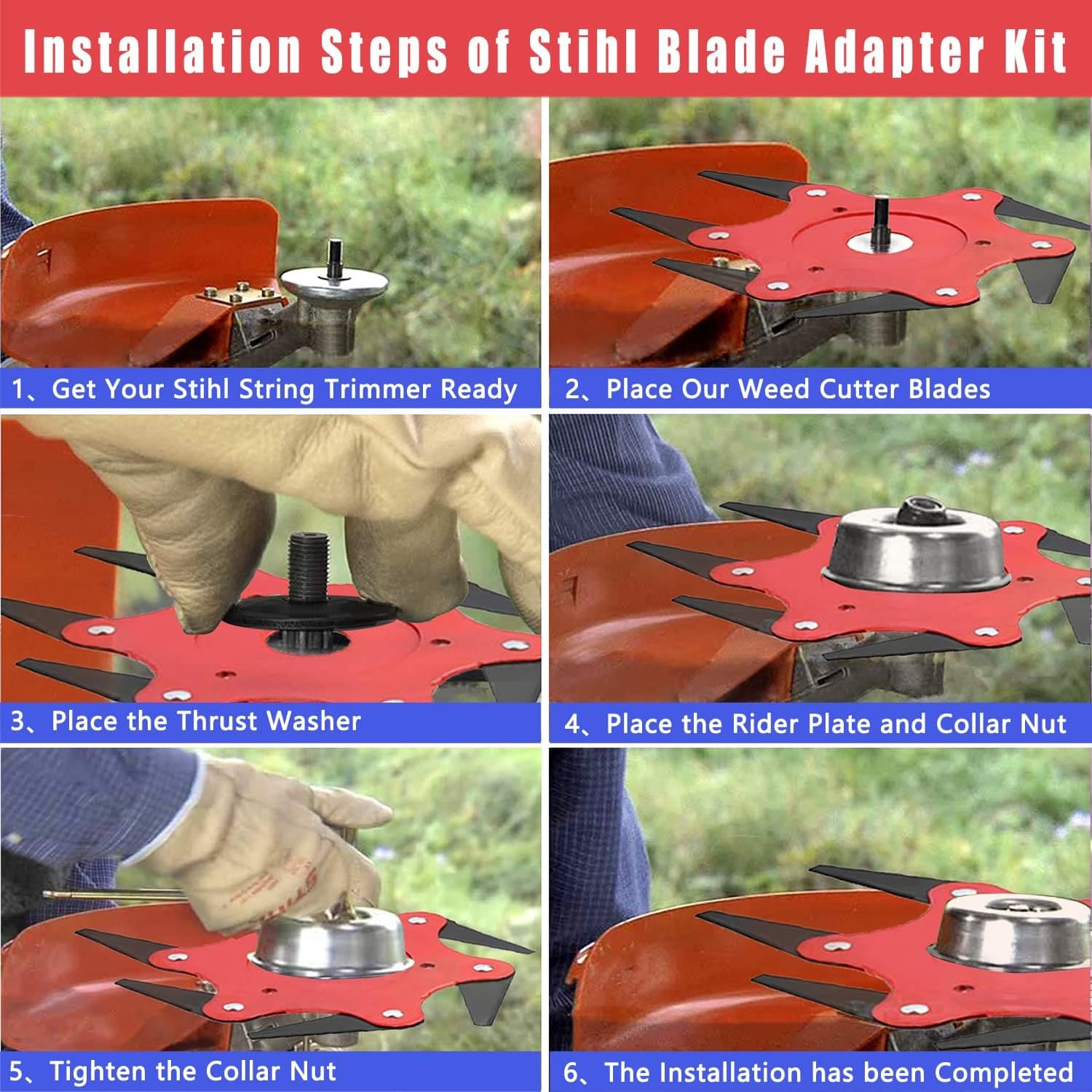 6-Steel Razors Trimmer Head – Heavy-Duty Weed & Grass Cutter