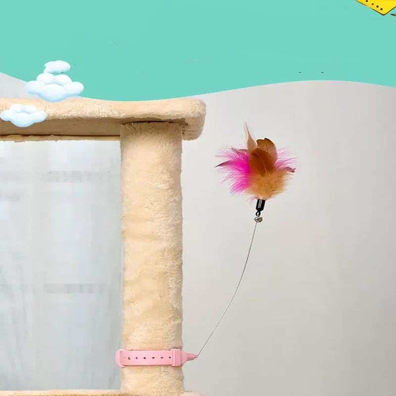 Interactive Feather Cat Teaser Wand with Bell